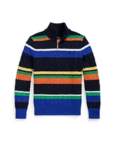 Polo Ralph Lauren Big Boys Striped Cotton Quarter-Zip Sweater