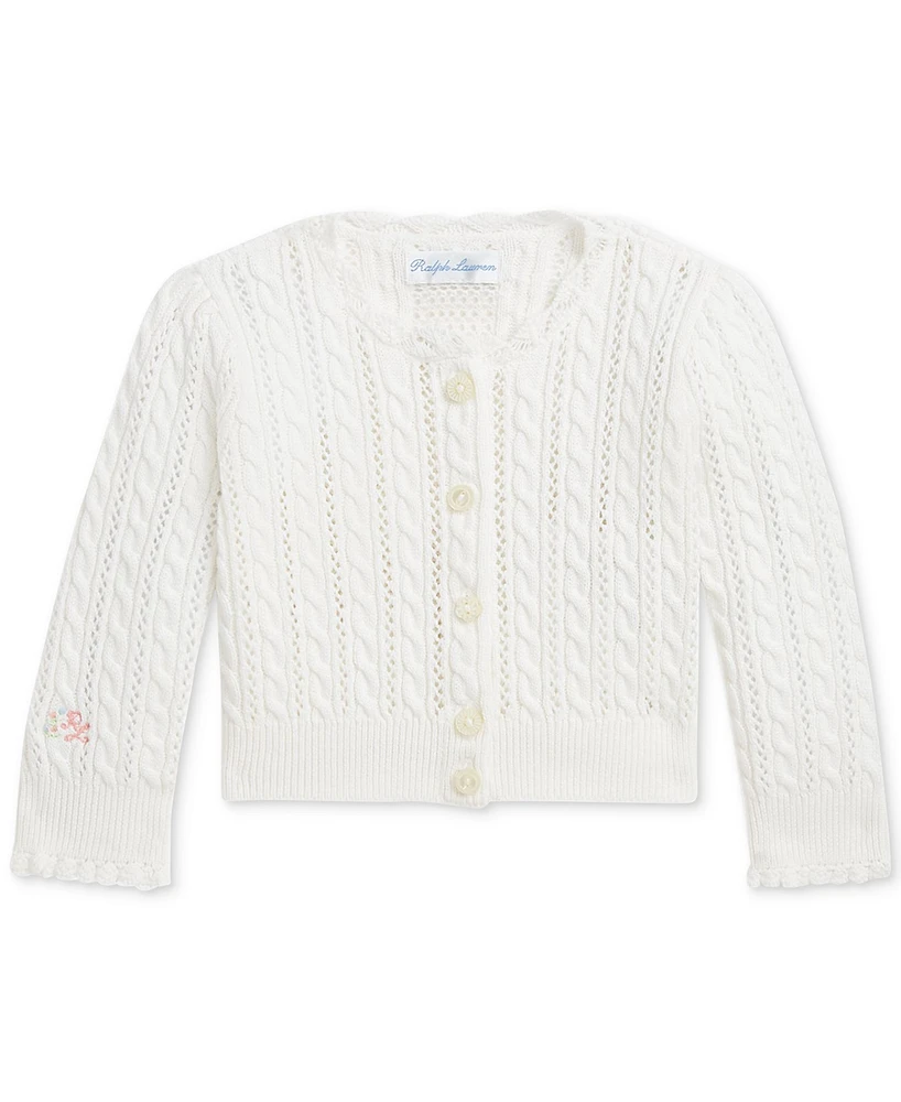 Polo Ralph Lauren Baby Girls Cotton Pointelle Cable-Knit Cardigan