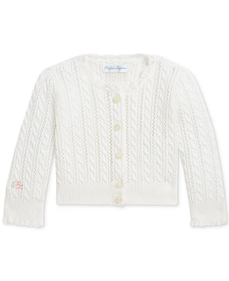 Polo Ralph Lauren Baby Girls Cotton Pointelle Cable-Knit Cardigan