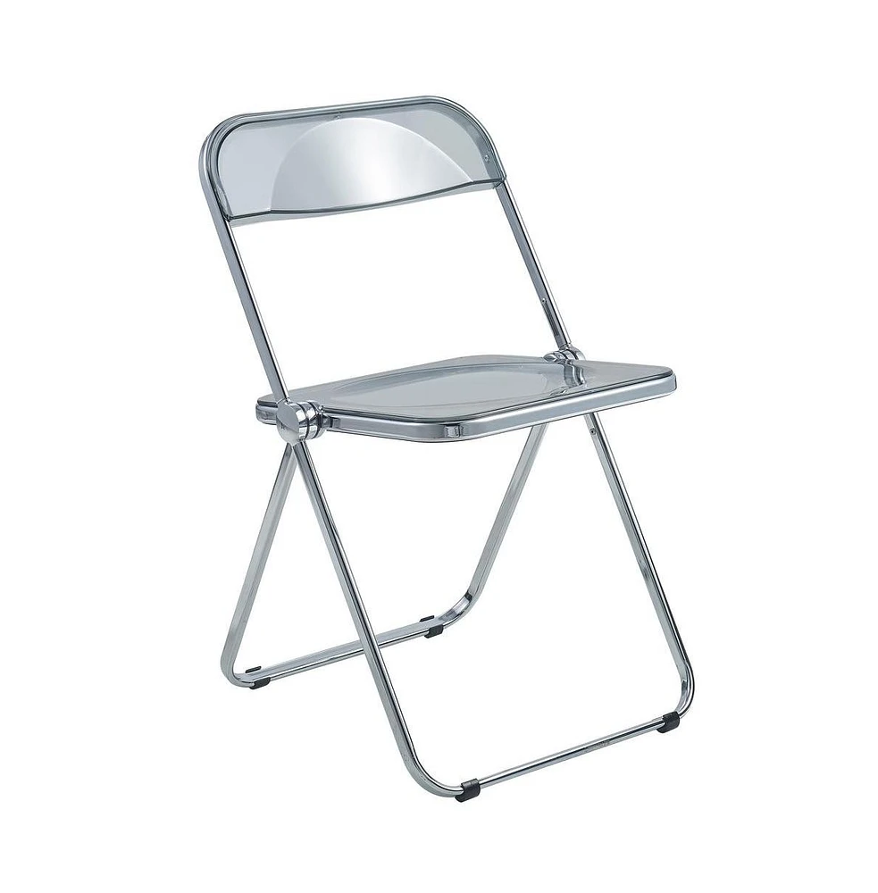 LeisureMod Lawrence Acrylic Folding Chair With Metal Frame