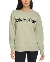 Calvin Klein Women's Fleece Flocking Crewneck Pullover Top