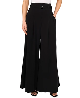 CeCe Women's Belted High-Waisted Super-Wide-Leg Pants