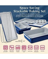 Bakken- Swiss Bakken 8-Piece Stackable Bakeware Set - Ceramic Non-Stick Coating, Baking Sheets, Assorted Baking Pans, Ptfe, Pfoa & Pfos Free