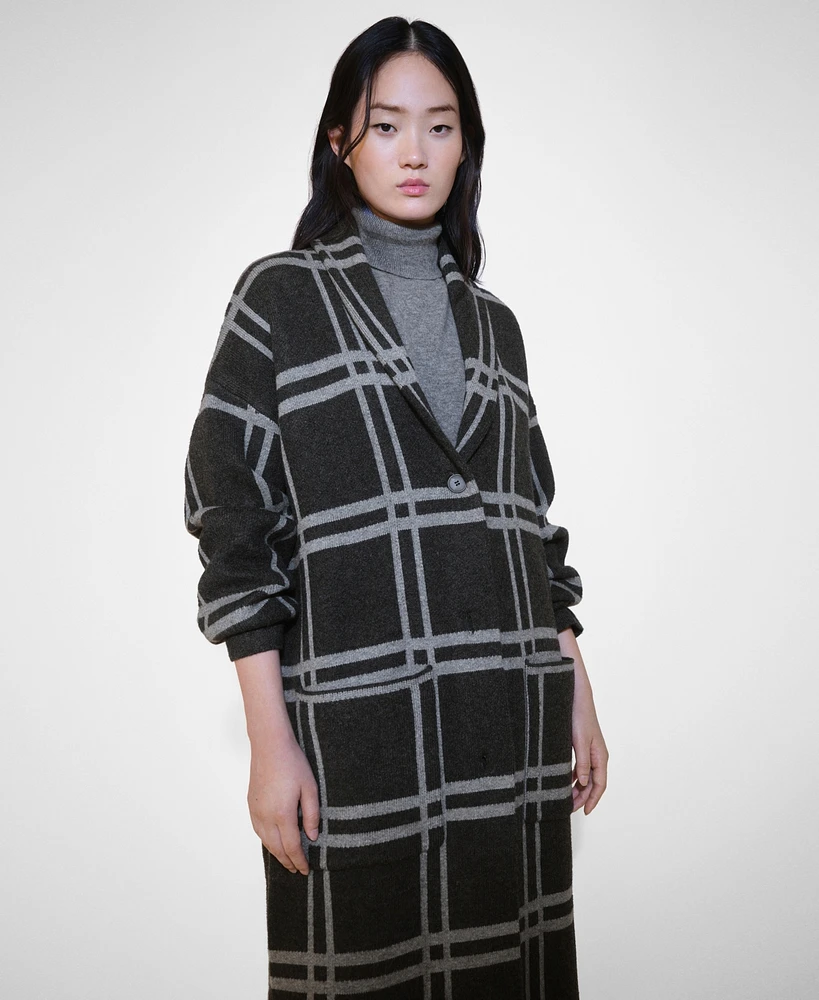 Mango Women's Checked Knitted Coat