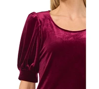 Cece Women's Crew Neck Short Sleeve Velvet Top