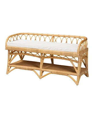 bali & pari Leryn Modern Bohemian Natural Brown Rattan Bench