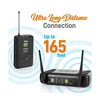 Pyle Uhf Wireless Microphone System Kit with (2) Beltpack Transmitters, (2) Headset Mics & (2) Lavalier Mics