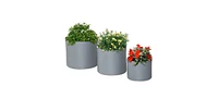 Slickblue Set of 3 Stackable Round Outdoor Flower Pot Planters with Drainage Holes