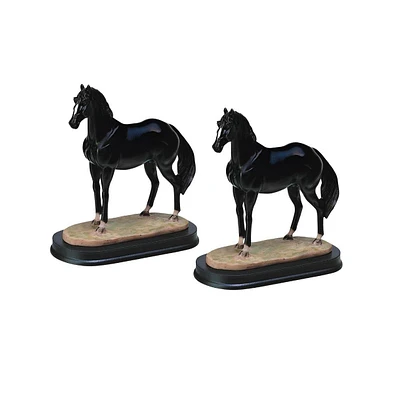 Fc Design "2-pc Set" 4"H Black Horse Figurine Statue Ornament Home Room Office Decor and Perfect Ideas for Housewarming, Holidays and Birthdays