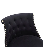 The Pop Home Set of 2 Velvet Swivel Bar Stools, 360 Rotation, Modern Kitchen Chairs-The
