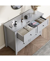 gaomon 6 Drawer Double Dresser, Modern Chest of Drawer Dresser with Nickel Round Handle