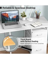 Gouun Home Office Folding Computer Laptop Desk Wheeled with 3 Drawers