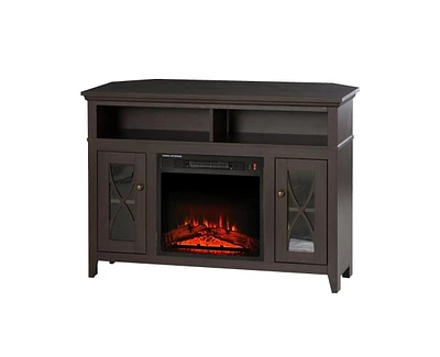 Slickblue Electric Fireplace Mantel Tv Stand w/ Adjustable Shelves 2 Storage Cabinets