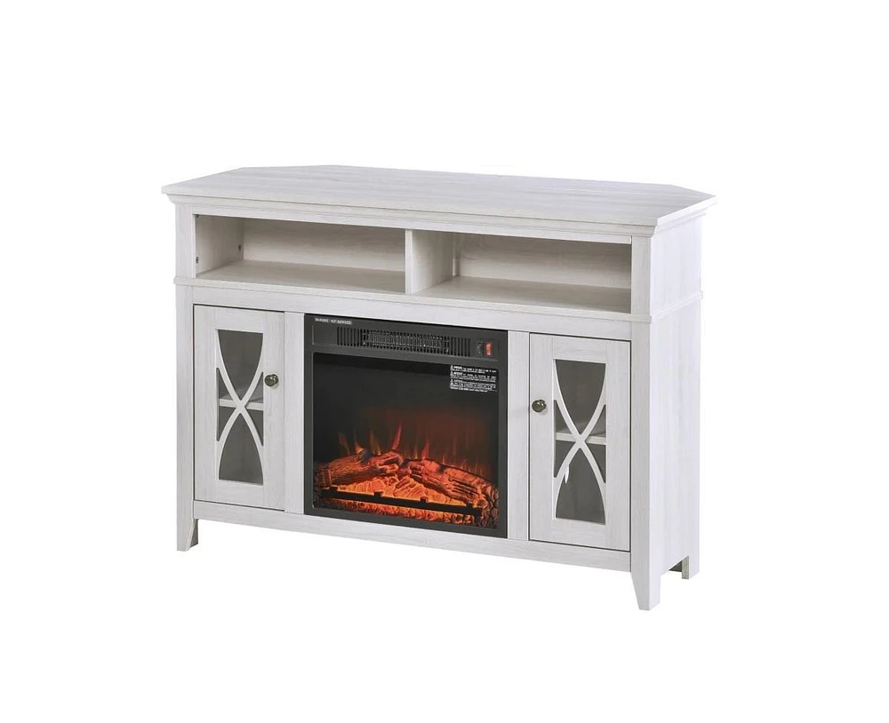 Slickblue Electric Fireplace Mantel Tv Stand w/ Adjustable Shelves 2 Storage Cabinets