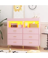 gaomon Dresser for Bedroom with Drawers, Baby Changing Table Pad, 2 Open Storage Shelves, Diaper Station w
