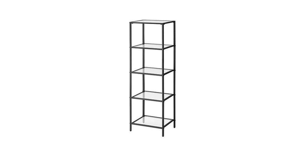 Slickblue Metal Frame Glass Shelf Bookcase 4-Shelves Shelving Unit