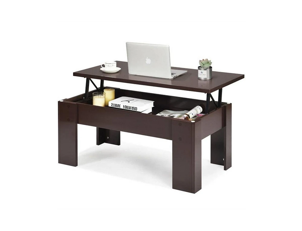 Slickblue Farmhouse Lift-Top Coffee Table with Laptop Desk for Living Room Storage and Work Space