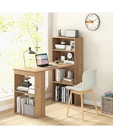 Gouun 48-Inch Computer Desk with 4-Tier Bookcase, Cpu Stand, and Spacious Desktop