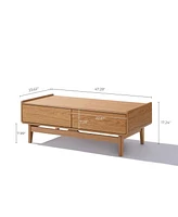 LuxenHome Summer Oak Engineered Wood Coffee Table with Storage