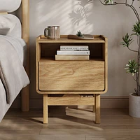 LuxenHome Summer Oak Engineered Wood Nightstand and End Table with Storage