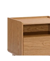 LuxenHome Summer Oak Engineered Wood Nightstand and End Table with Storage