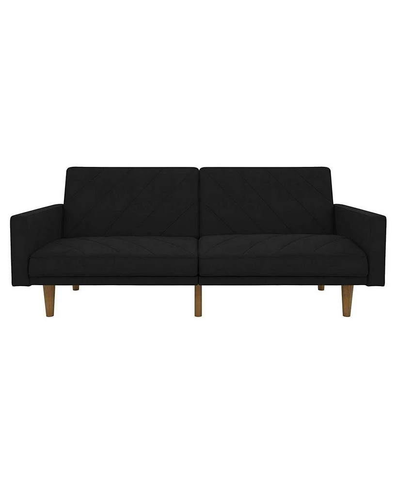 Slickblue Mid-Century Modern Linen Upholstered Sofa Bed with Classic Wood Legs