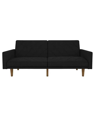 Slickblue Mid-Century Modern Linen Upholstered Sofa Bed with Classic Wood Legs