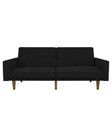 Slickblue Mid-Century Modern Linen Upholstered Sofa Bed with Classic Wood Legs