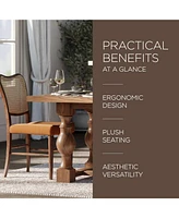 Maven Lane Vera Wood Dining Chair, Antique Brown & Clay Canvas Fabric, Set of 2