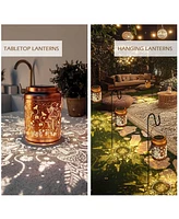 LAGarden Mushroom Solar Lantern with Shepherds Hooks Outdoor Hanging Decor Light Christmas Gifts Yard Patio Porch 6Pack