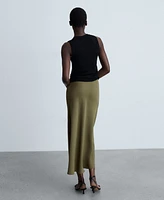 Mango Women's Satin Midi Skirt