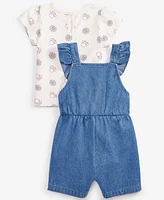 Disney Baby Girl 2-Pc. Minnie T-Shirt & Denim Shortall Set
