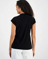 Kasper Women's V-Neck Cap-Sleeve Top, Regular & Petite