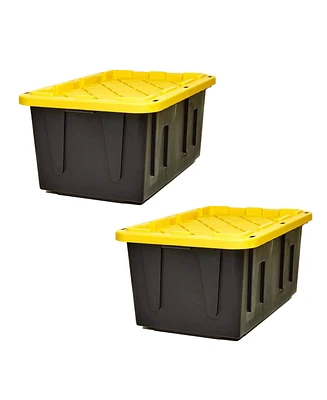 Homz Durabilt Heavy Duty 27 Gallon Plastic Organizer Storage Bin Tote (2 Pack)