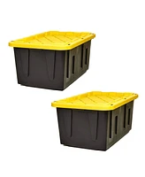 Homz Durabilt Heavy Duty 27 Gallon Plastic Organizer Storage Bin Tote (2 Pack)