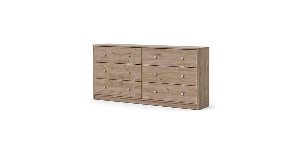 Slickblue Farmhouse Contemporary 6-Drawer Double Dresser for Bedroom Storage and Rustic Style