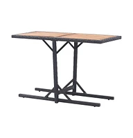 vidaXL Patio Table Black Solid Acacia Wood and Poly Rattan