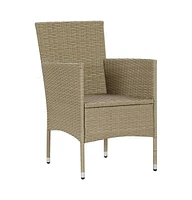 Patio Dining Chairs 2 pcs Poly Rattan Beige