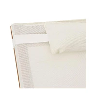 vidaXL Sun Lounger with Canopy White Textilene and Solid Wood Poplar