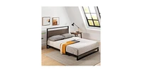 Slickblue Modern Metal Wood Platform Bed Frame with Headboard