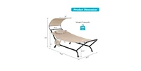 Slickblue Outdoor Tan Hammock Style Chaise Lounge Chair Cot with Canopy and Storage Bag