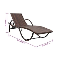 vidaXL Sun Lounger with Cushion & Table Poly Rattan Brown