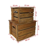 vidaXL Storage Crate Set 2 Pieces Solid Mahogany Wood