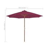 vidaXL Garden Parasol with Wooden Pole 118.2" Bordeaux Red