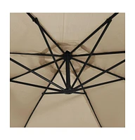 vidaXL Cantilever Garden Parasol with Led Lights and Metal Pole 137.8" Taupe