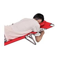 vidaXL Folding Sun Lounger with Head Cushion Powder-coated Steel Red