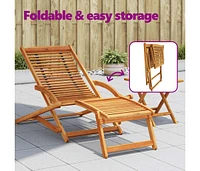 Deck Chair with Footrest Solid Acacia Wood