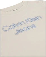 Calvin Klein Toddler and Little Boys Short Sleeve Logo Tee Printed Twill Shorts, 2-Piece Set