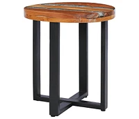 Coffee Table 15.7"x17.7" Solid Teak Wood and Polyresin