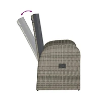 vidaXL Reclining Patio Chairs 2 pcs with Cushions Poly Rattan Gray